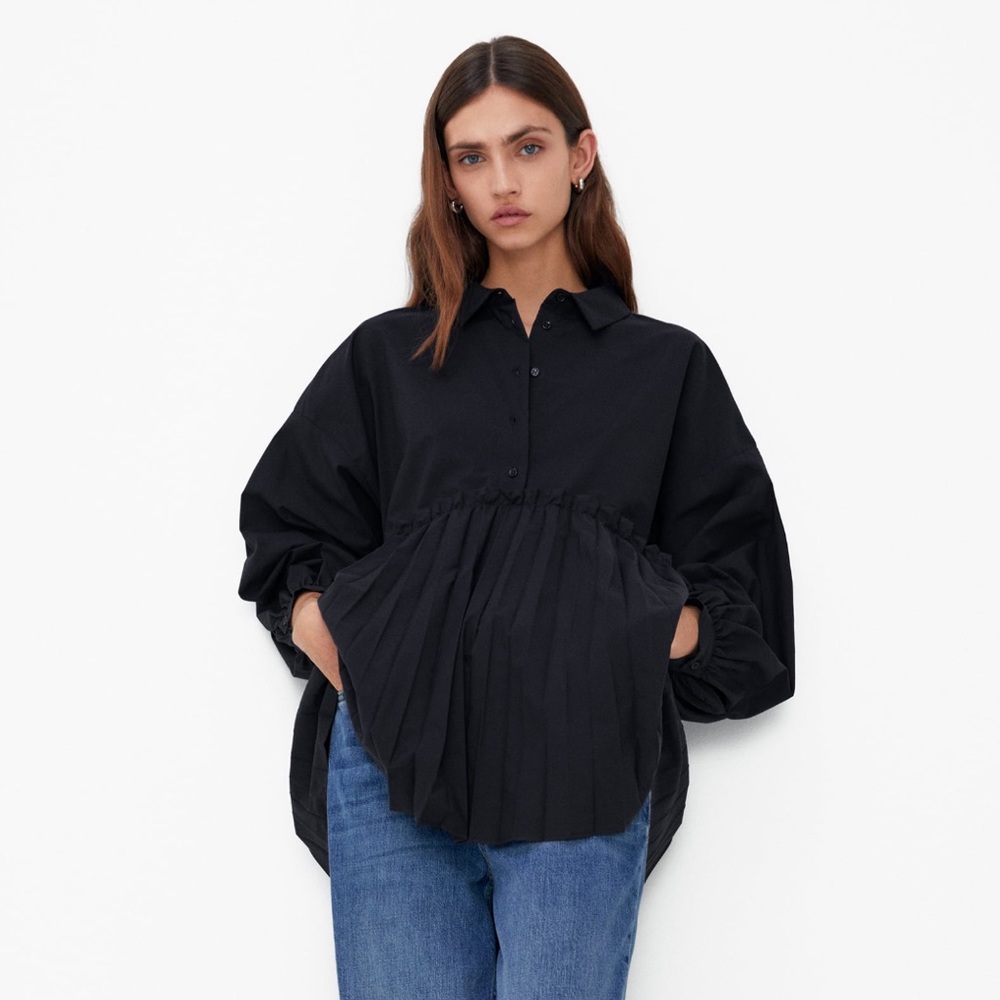 Zara Pleated Poplin Shirt
